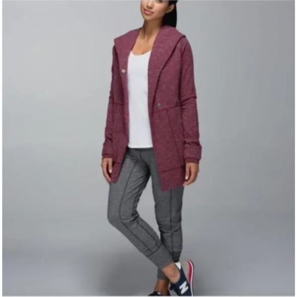Lululemon Find Your Centre Wrap Jacket Heathered Marled Rust Berry Size 4 - Picture 1 of 12